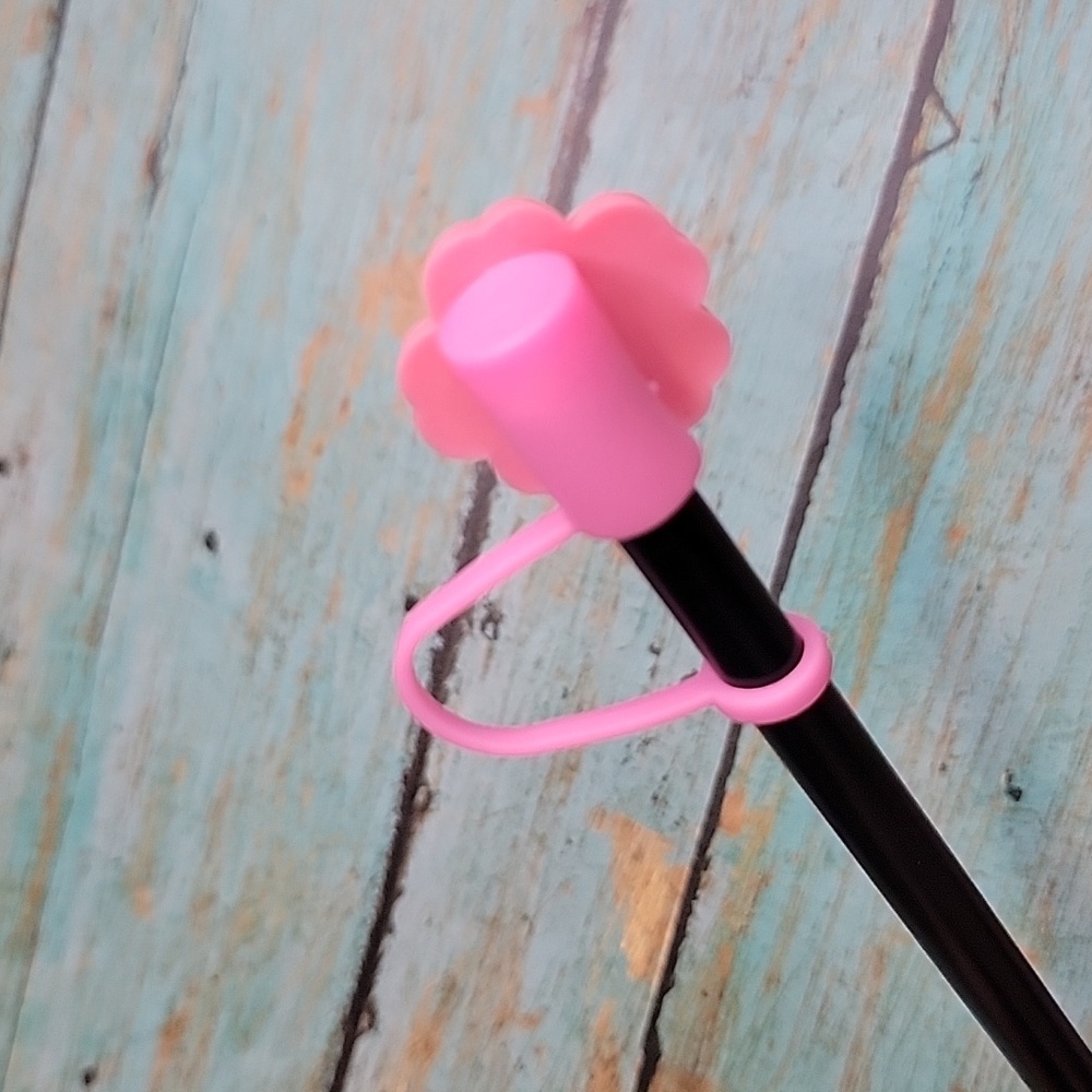 Pink Flower Straw Topper - Picture 2 of 5